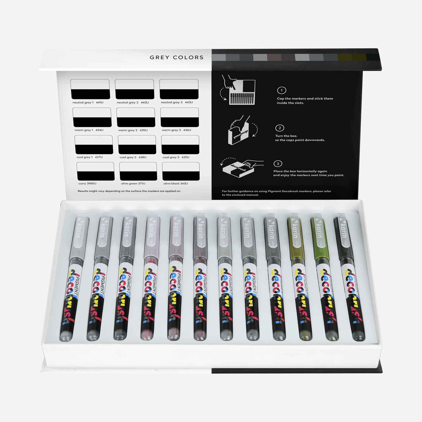 Karin Pigment DécoBrush Grey Colors 12pc Set