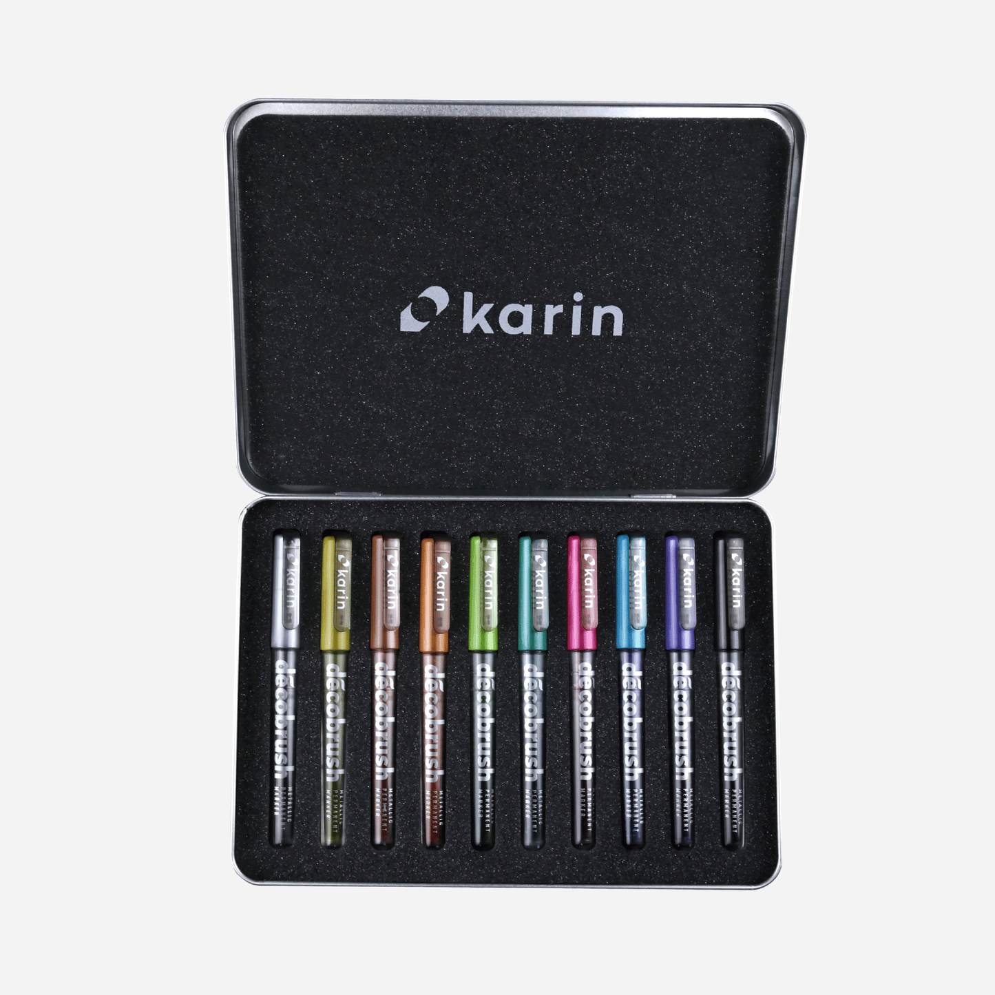 Karin DécoBrush Metallic 10pc and metal-box Set