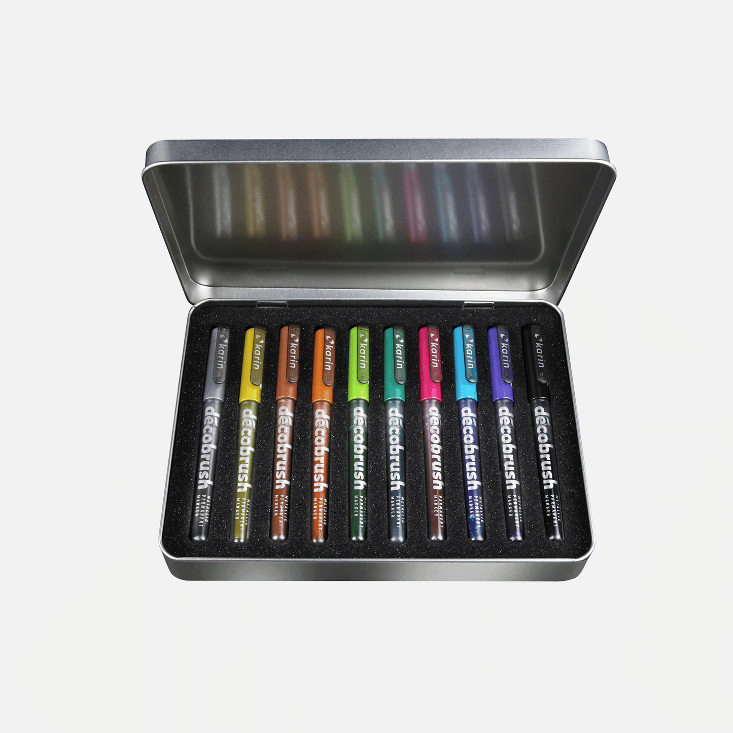 Karin DécoBrush Metallic 10pc and metal-box Set
