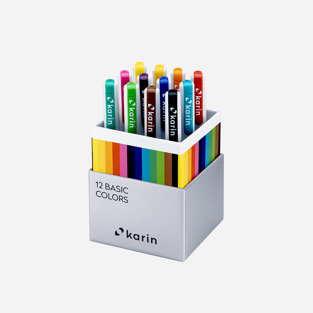 Karin Pennarelli Pro Basic Colors + Blender: Set 12 Pennarelli Art Professionali Con Custodia