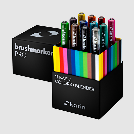 Karin Brushmarker PRO 12pc-11 Basics+Blender Box Set