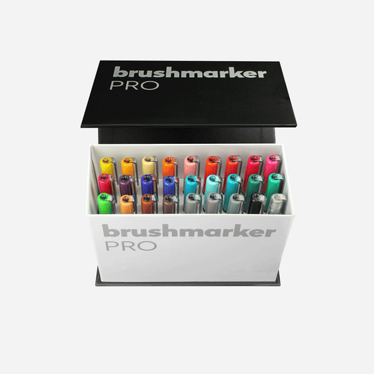 Karin HQ0003 Mega Caja Brush Marcador Pro brushpens a base de agua Adecuado  para pintar, dibujar y mano Lettering Multicolor : : Oficina y  papelería
